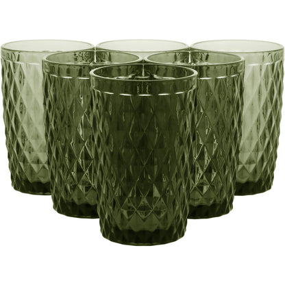 Copo Long Drink Vidro Verde 370ml - Conjunto com 6 Peças 12x8x8cm