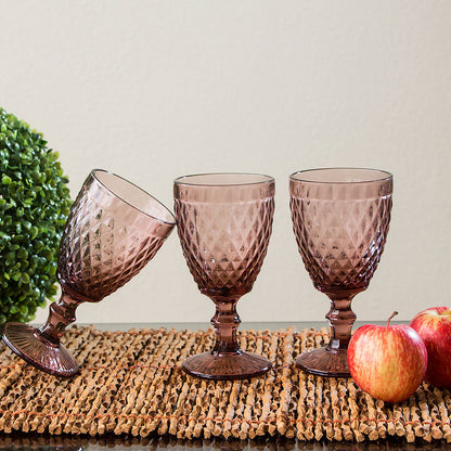 Conjunto 6 Taças Água Vidro Rosa 330ml Alta Resistência 17x9cm