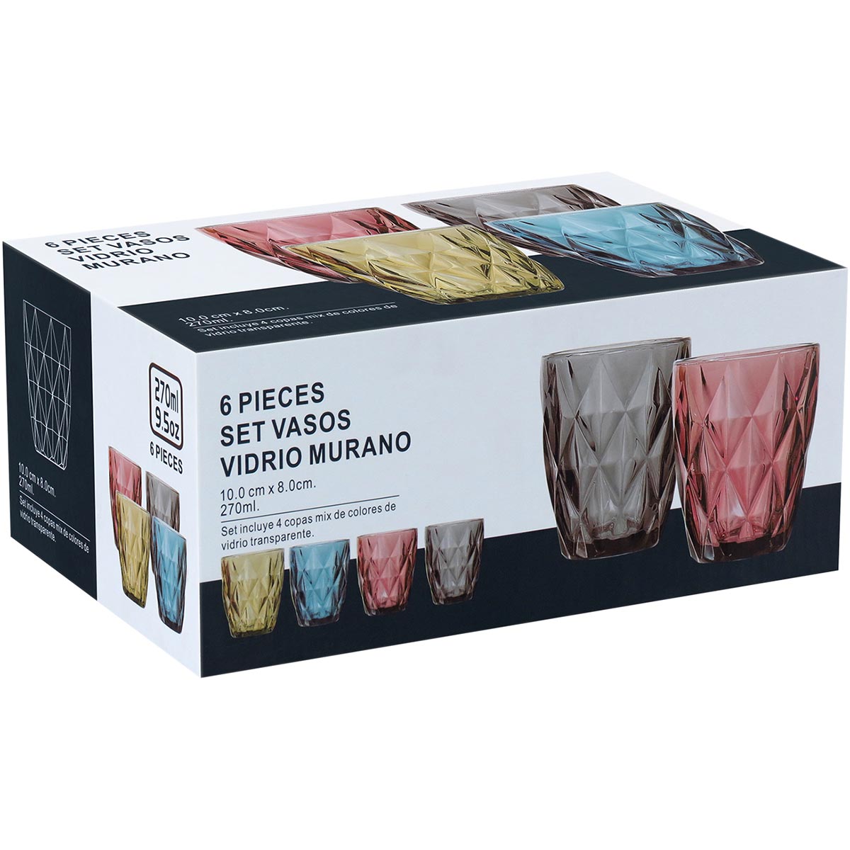 Copo de Vidro Verde 270ml - Conjunto com 6 Peças para Água e Sucos