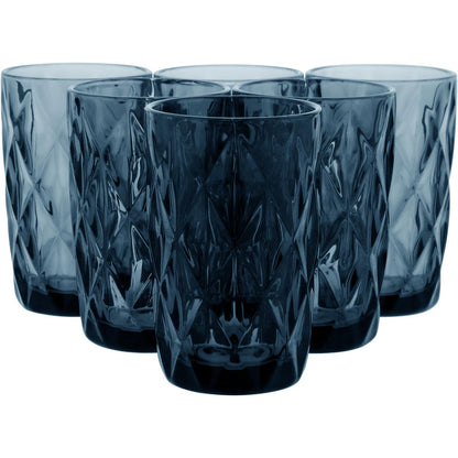 Copo Long Drink de Vidro Azul 370ml 6 Peças - Elegante e Resistente