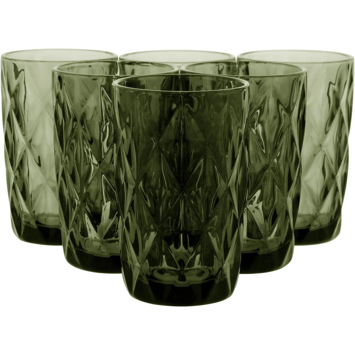 Copo Long Drink Verde Vidro 370ml 12,6cm - Jogo 6 Peças