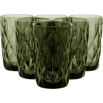 Copo Long Drink Verde Vidro 370ml 12,6cm - Jogo 6 Peças