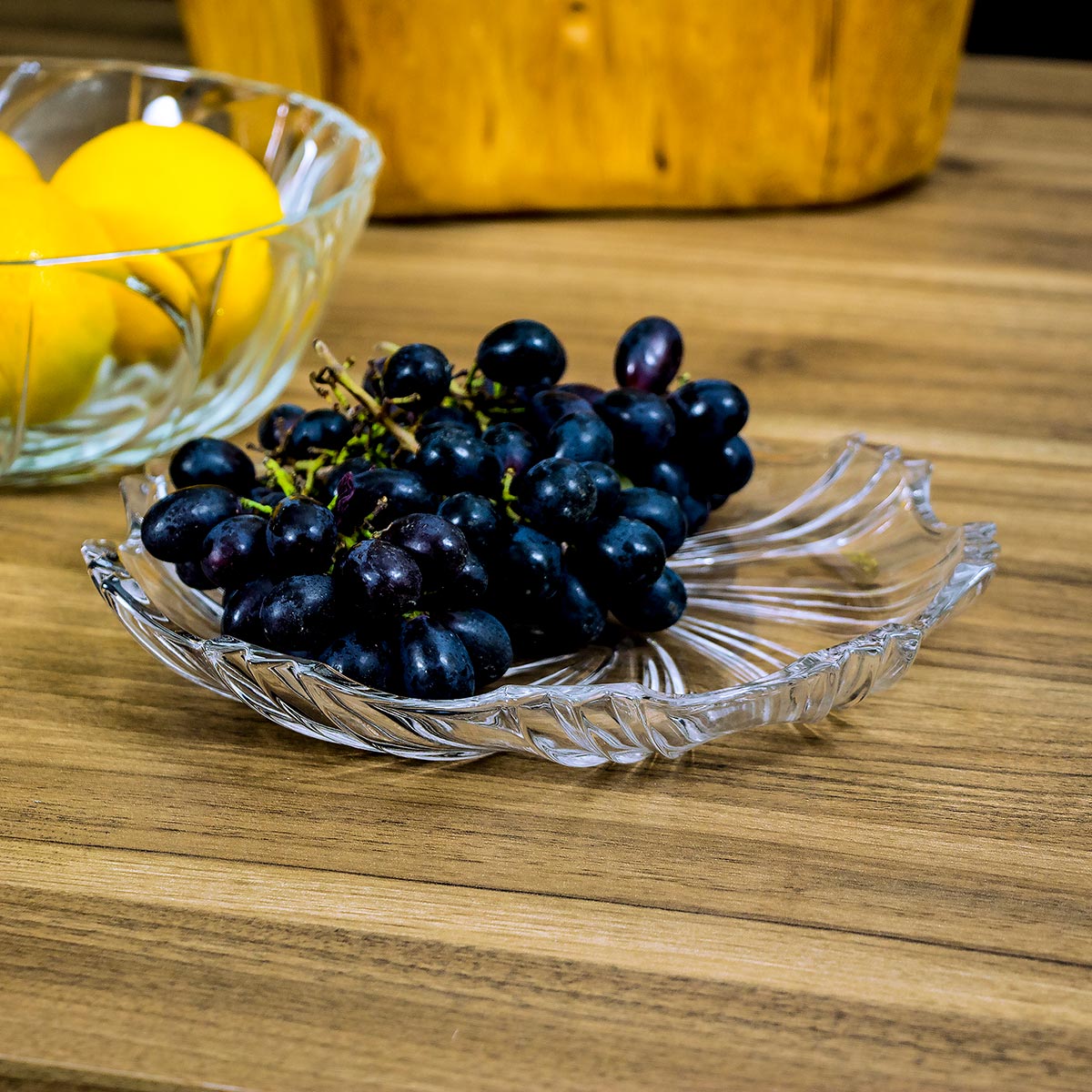 Centro de Mesa de Vidro Transparente 23x23cm 3,2cm - Decoração Elegante