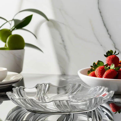 Centro de Mesa de Vidro Transparente 23x23cm 3,2cm - Decoração Elegante