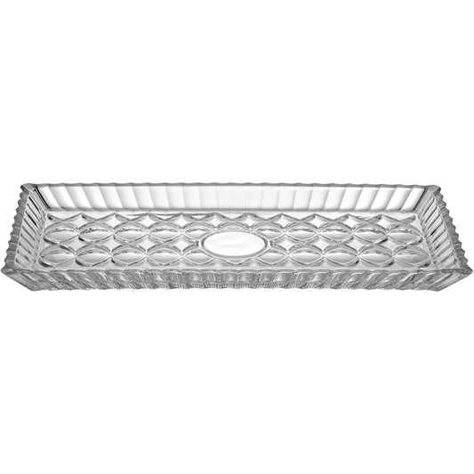 Bandeja de Vidro Transparente 34x17cm para Servir Bebidas e Petiscos