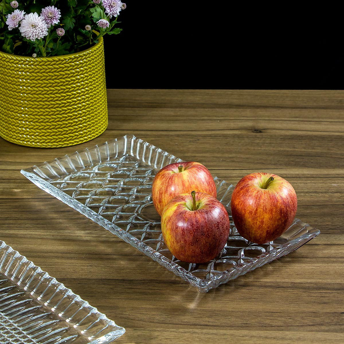 Bandeja de Vidro Transparente 34x17cm para Servir Bebidas e Petiscos