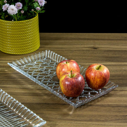 Bandeja de Vidro Transparente 34x17cm para Servir Bebidas e Petiscos