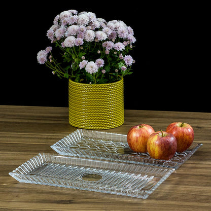 Bandeja de Vidro Transparente 34x17cm - Elegante para Servir e Decorar