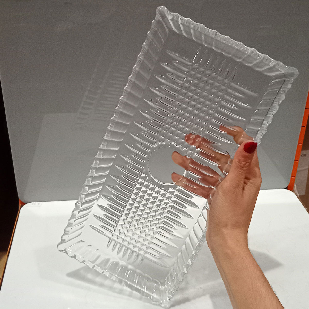 Bandeja de Vidro Transparente 34x17cm - Elegante para Servir e Decorar