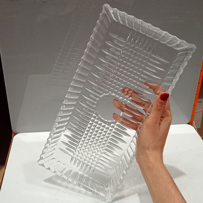 Bandeja de Vidro Transparente 34x17cm - Elegante para Servir e Decorar
