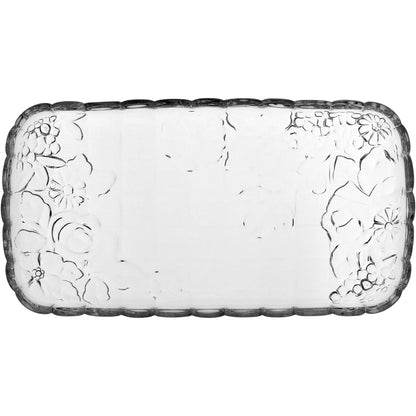 Bandeja de Vidro Transparente 35x18cm para Servir Bebidas e Petiscos