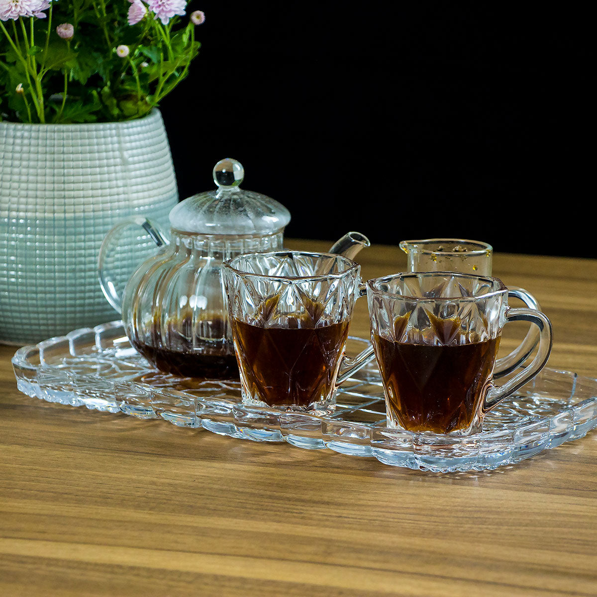 Bandeja de Vidro Transparente 35x18cm para Servir Bebidas e Petiscos