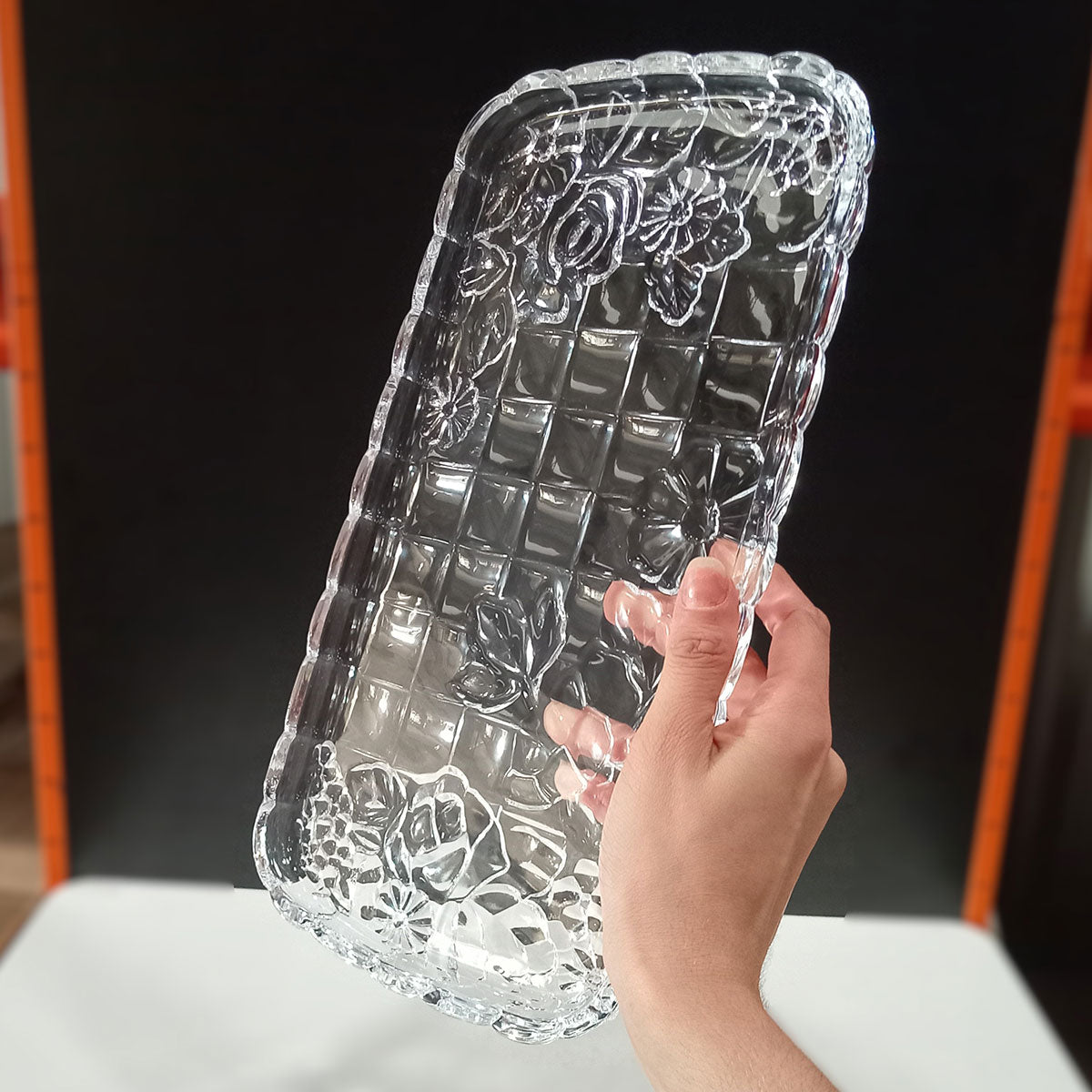 Bandeja de Vidro Transparente 35x18cm para Servir Bebidas e Petiscos