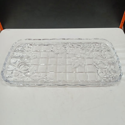 Bandeja de Vidro Transparente 35x18cm para Servir Bebidas e Petiscos