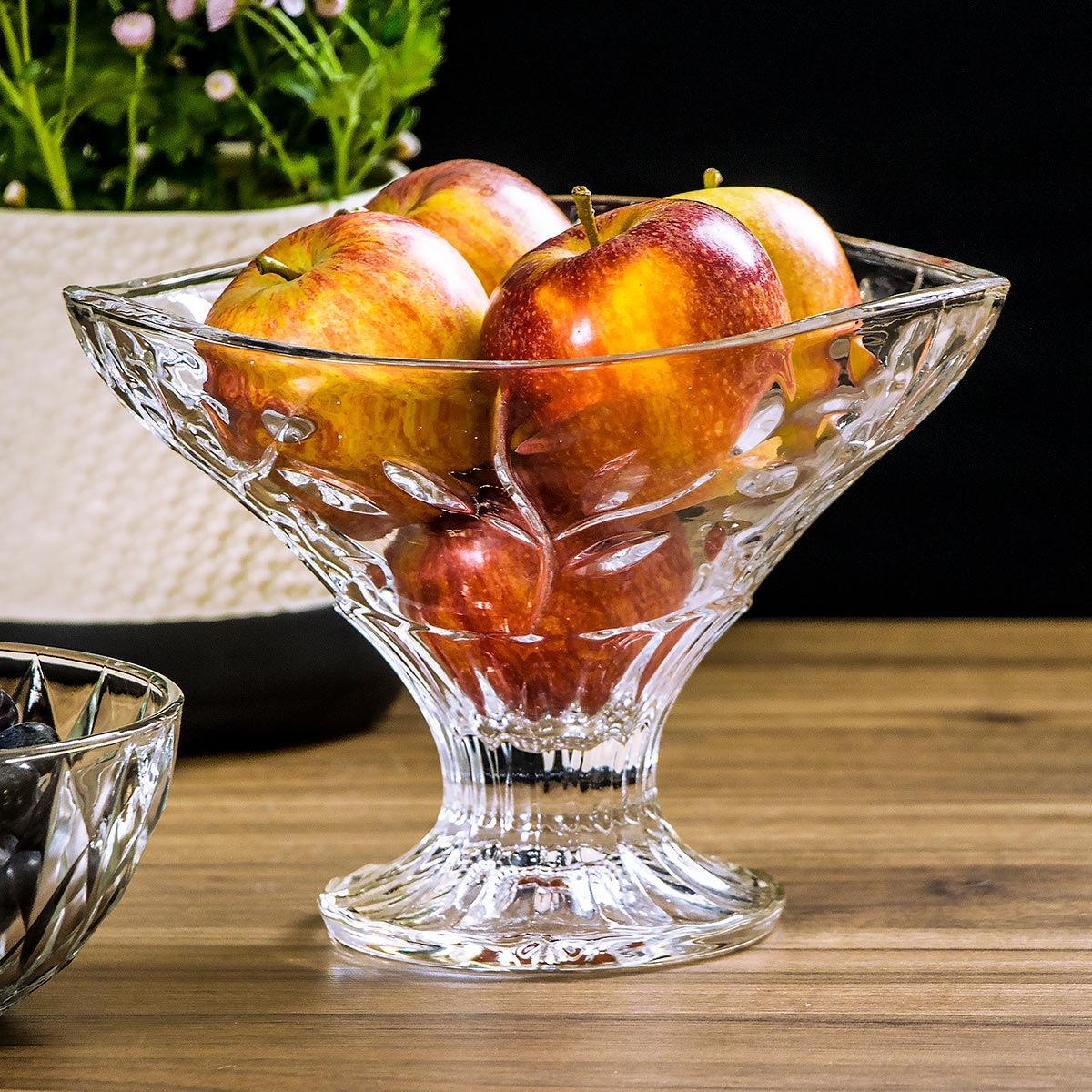 Centro de Mesa de Vidro Transparente 16,5x22,5cm Elegante Decorativo