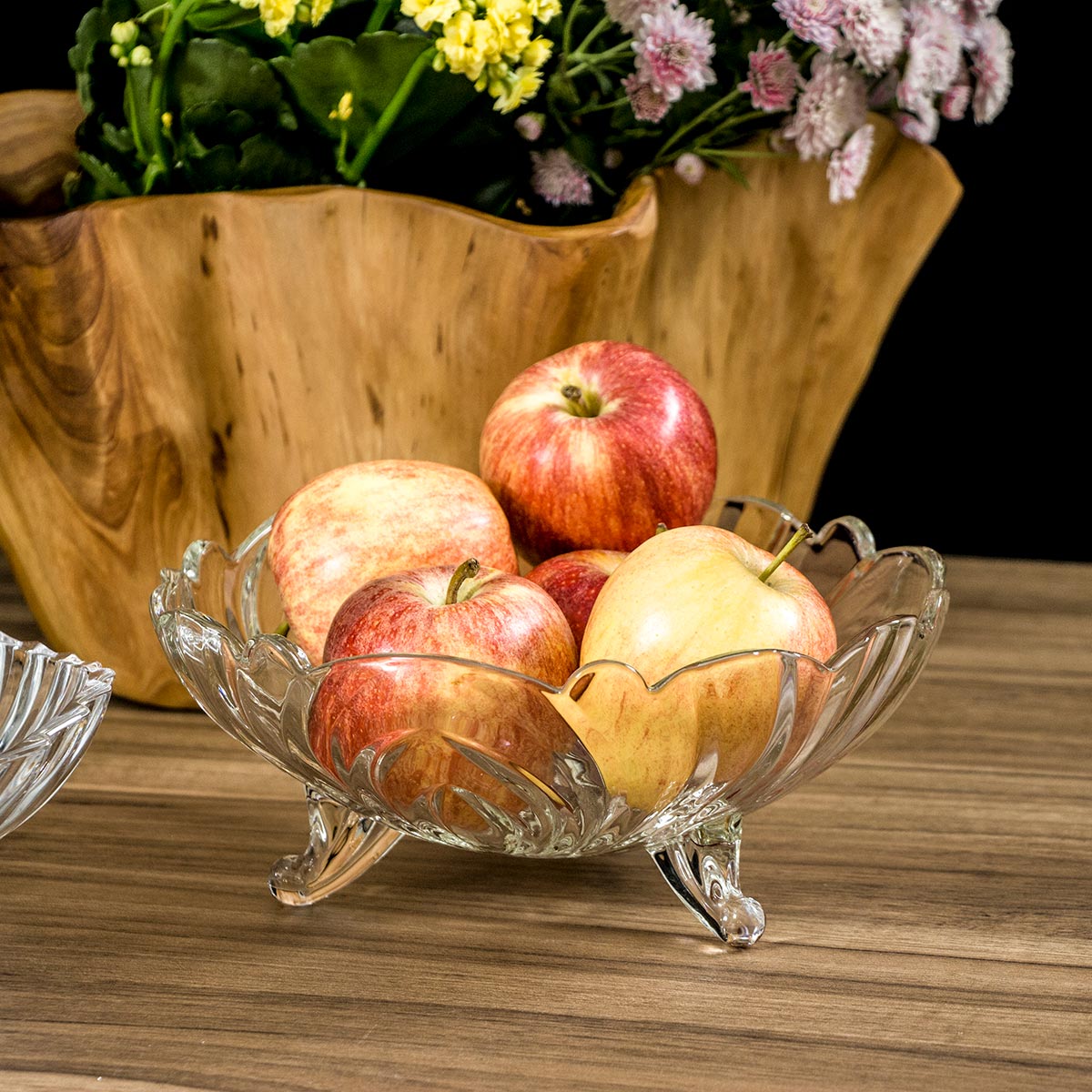 Centro de Mesa em Vidro Transparente 23x23x9cm Decorativo