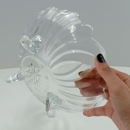 Centro de Mesa em Vidro Transparente 23x23x9cm Decorativo