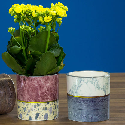 Cachepô de Cerâmica Cinza 10x10cm para Plantas - Decoração Elegante