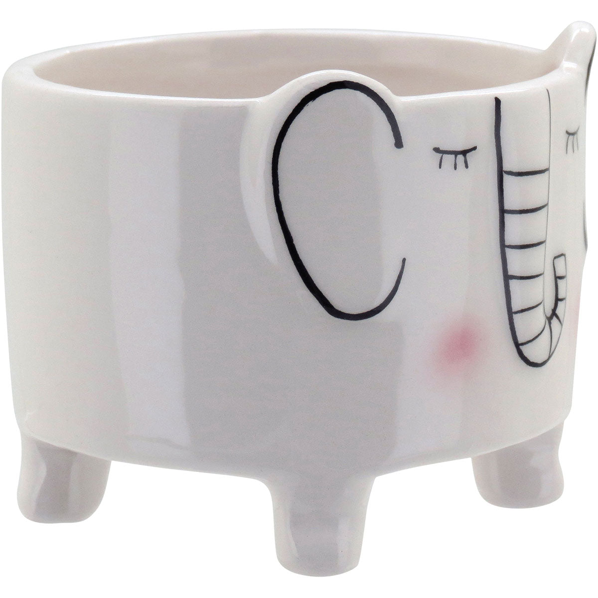 Cachepô Elefante Cerâmica Branca 9cm - Decoração para Plantas