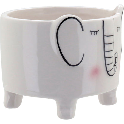 Cachepô Elefante Cerâmica Branca 9cm - Decoração para Plantas