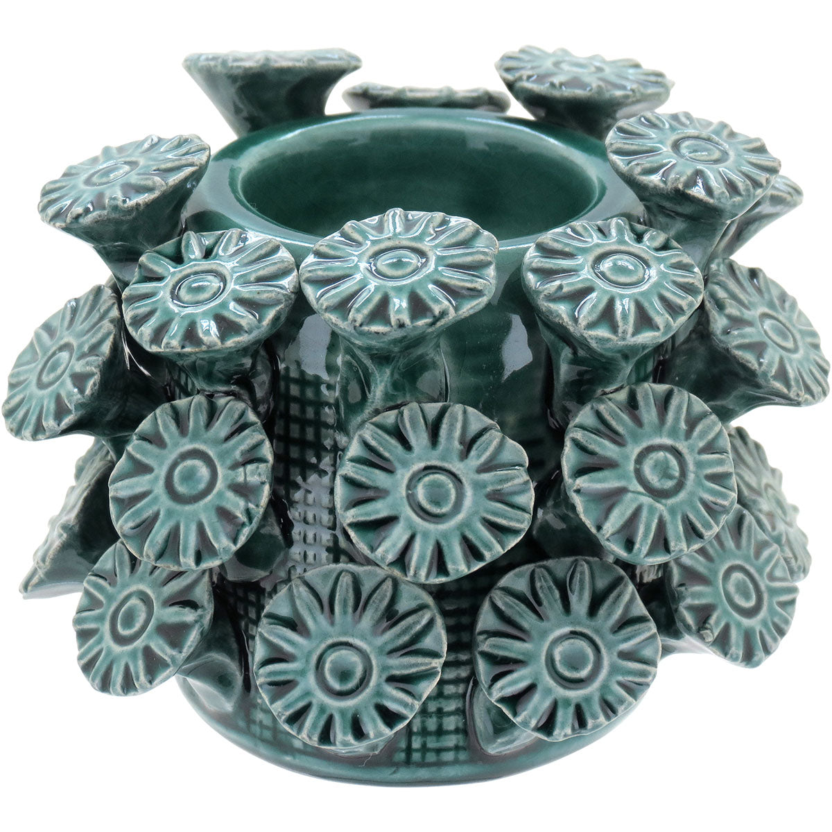 Castiçal de Cerâmica Verde 10x10cm para Decoração Elegante