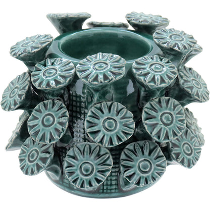 Castiçal de Cerâmica Verde 10x10cm para Decoração Elegante