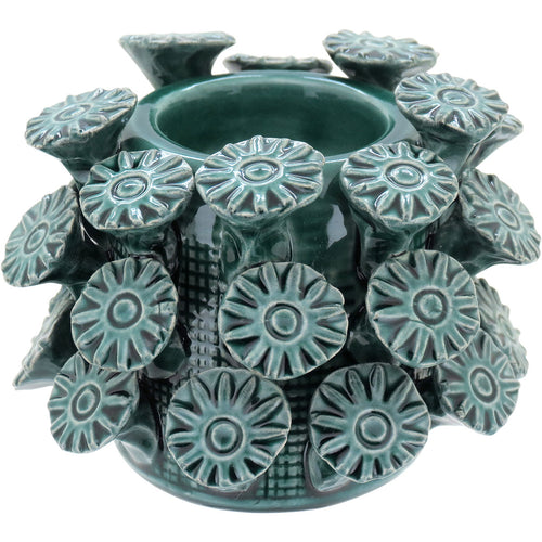 Castiçal de Cerâmica Verde 10x10cm para Decoração Elegante