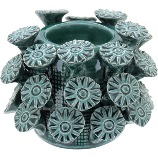 Castiçal de Cerâmica Verde 10x10cm para Decoração Elegante