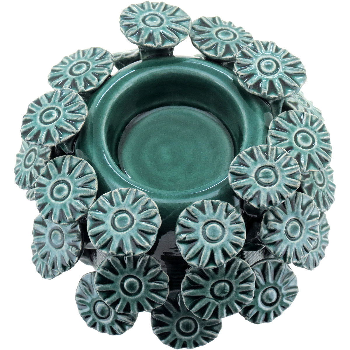 Castiçal de Cerâmica Verde 10x10cm para Decoração Elegante