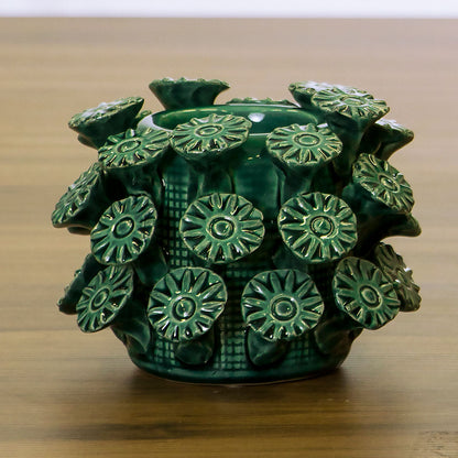 Castiçal de Cerâmica Verde 10x10cm para Decoração Elegante