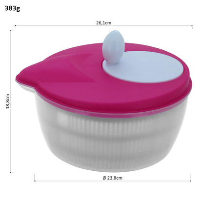 Secador de Salada Plástico Rosa 19x27x24cm - Capacidade Ideal