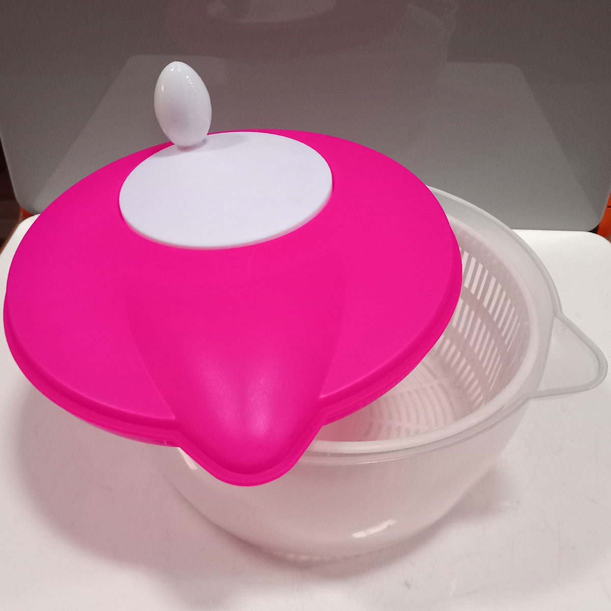Secador de Salada Plástico Rosa 19x27x24cm - Capacidade Ideal