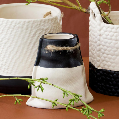 Vaso de Cerâmica Branco 12x12cm para Decoração Floral