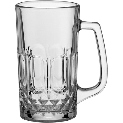 Caneca de Cerveja Vidro 550ml Transparente Alça Confortável 15x12cm
