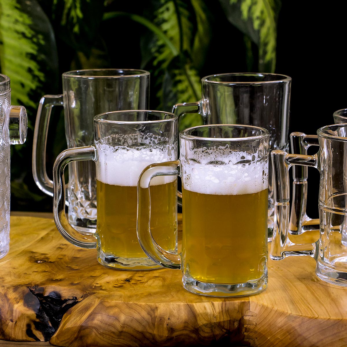 Caneca de Cerveja Vidro 550ml Transparente Alça Confortável 15x12cm