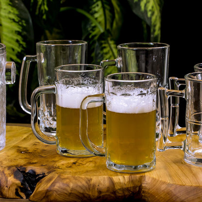 Caneca de Cerveja Vidro 550ml Transparente Alça Confortável 15x12cm