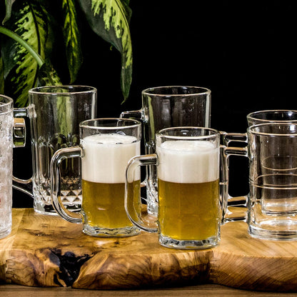 Caneca de Cerveja em Vidro Transparente 380ml 13x11cm Alça Confortável
