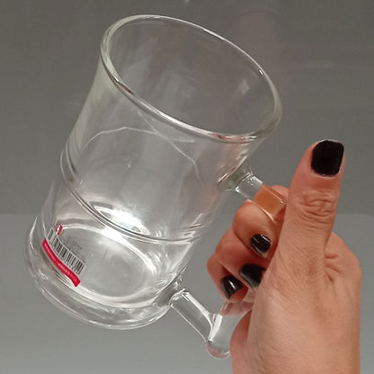 Caneca de Cerveja em Vidro 440ml Transparente - Alta Qualidade 13x12x8cm