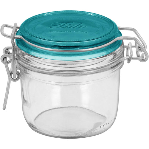 Pote Hermético Bormioli Rocco Fido Vidro Azul 200ml 8x11,5cm Transparente