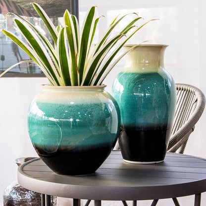 Vaso de Cerâmica Verde 31x20cm para Flores - Decoração Elegante