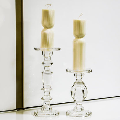 Castiçal de Vidro Transparente 29x11cm Porta Velas Elegante