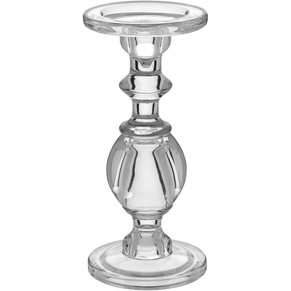 Castiçal de Vidro Transparente 25x11cm Porta Velas Decorativo