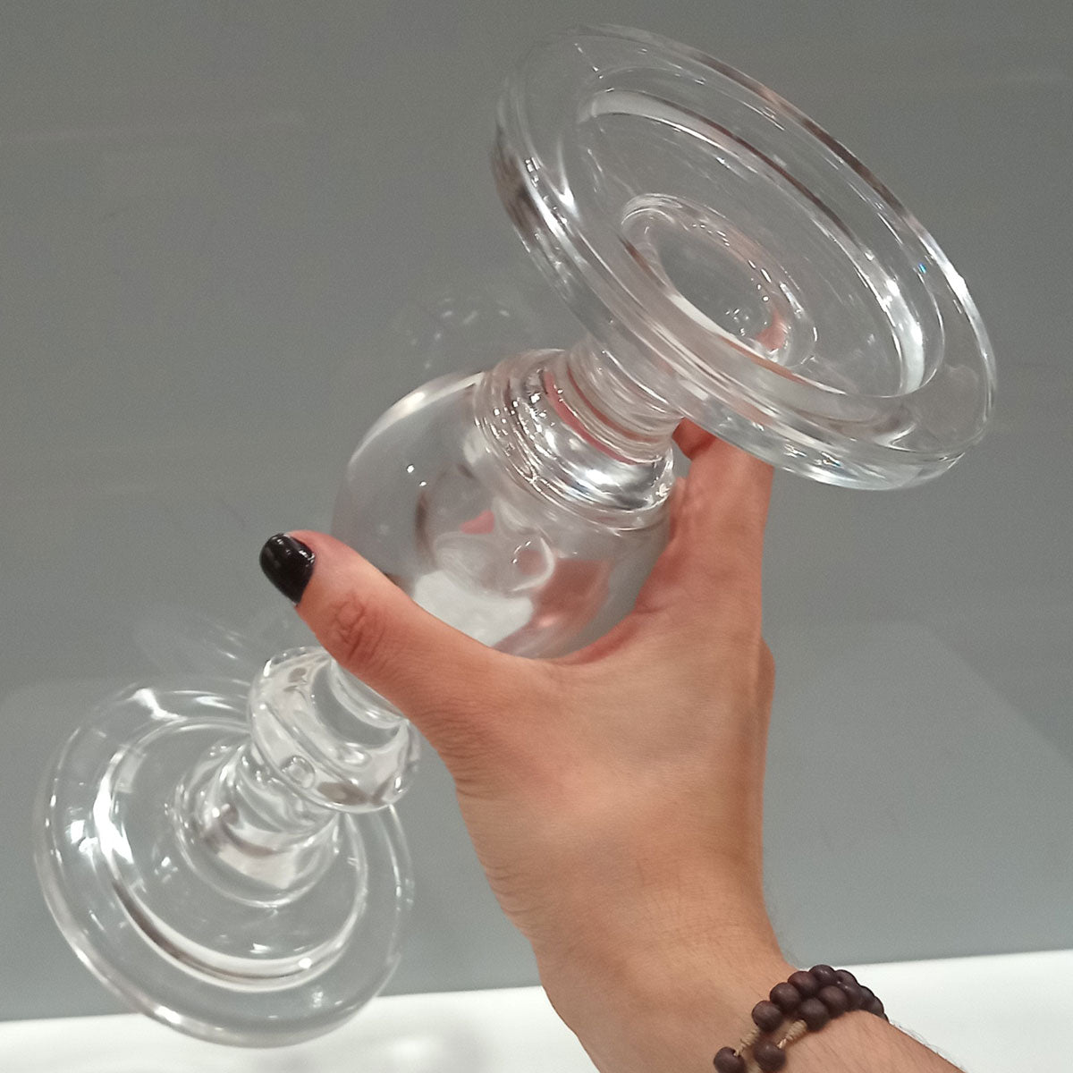 Castiçal de Vidro Transparente 25x11cm Porta Velas Decorativo