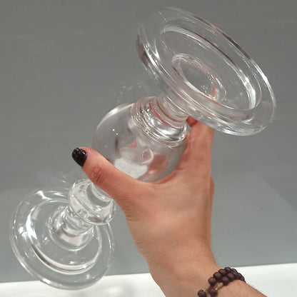 Castiçal de Vidro Transparente 25x11cm Porta Velas Decorativo