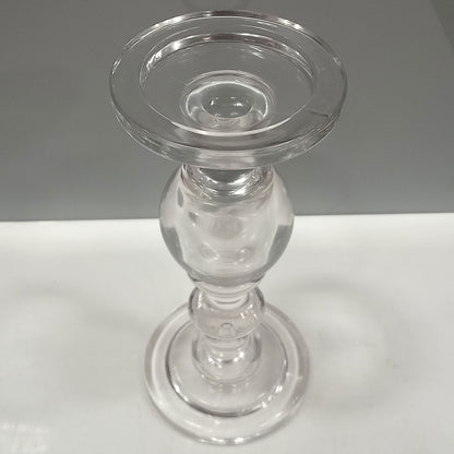 Castiçal de Vidro Transparente 25x11cm Porta Velas Decorativo