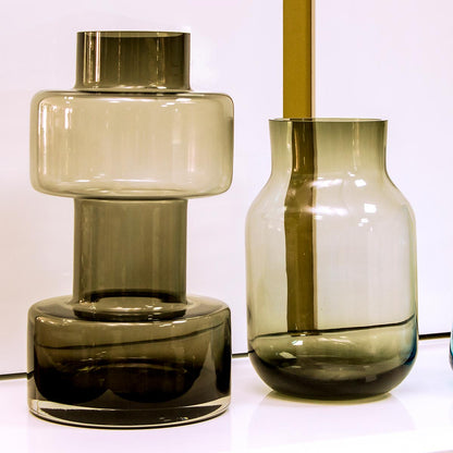 Vaso Vidro 33x18x18cm Cinza