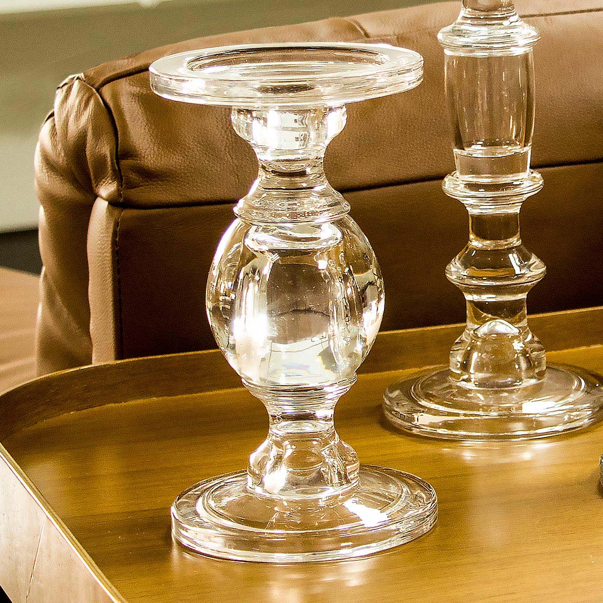 Castiçal de Vidro Transparente 20x11cm para Velas - Elegante e Durável