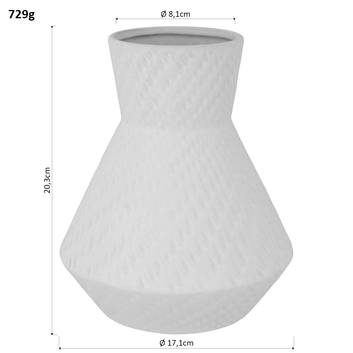 Vaso de Cerâmica Branco 20x17cm para Decoração e Arranjos de Flores