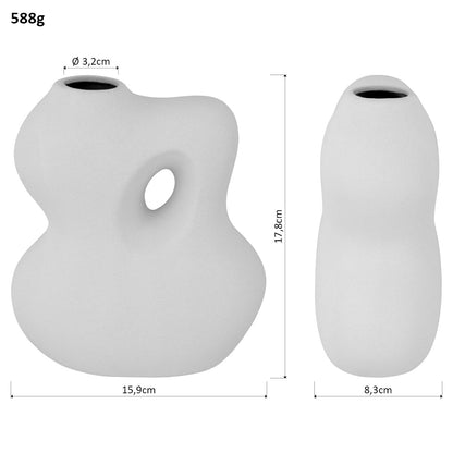 Vaso de Cerâmica Branco 18x16x8cm para Decoração e Arranjos Florais