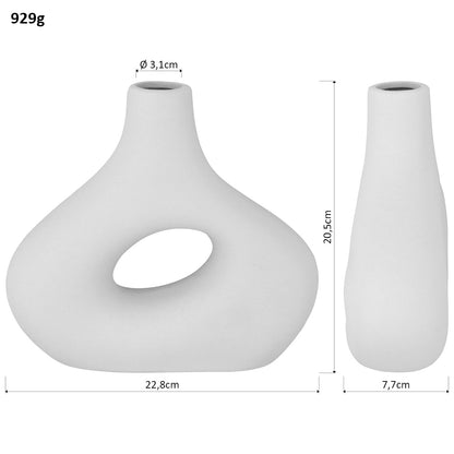 Vaso de Cerâmica Branco 20,5x22cm para Decoração de Ambientes